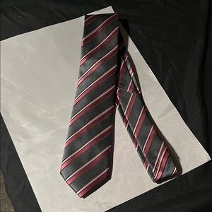 Elegant Striped Black and dark pink  Tie